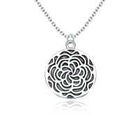 Flower Carved Silver Necklace SPE-3525